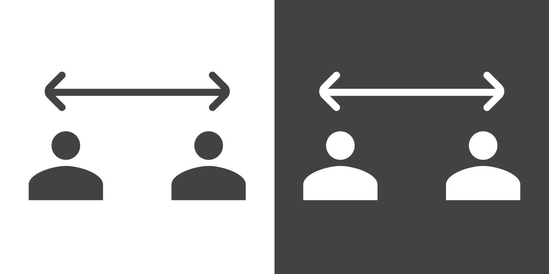 Social distancing sitting icon Flat set in black and white color vector