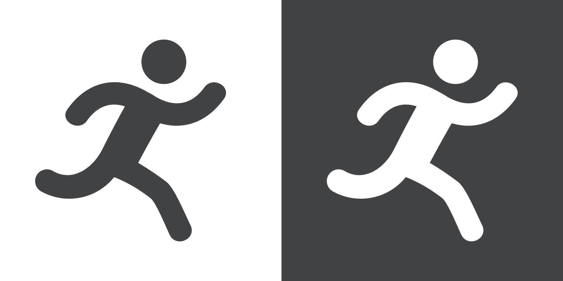 Sprint icon Flat set in black and white color vector