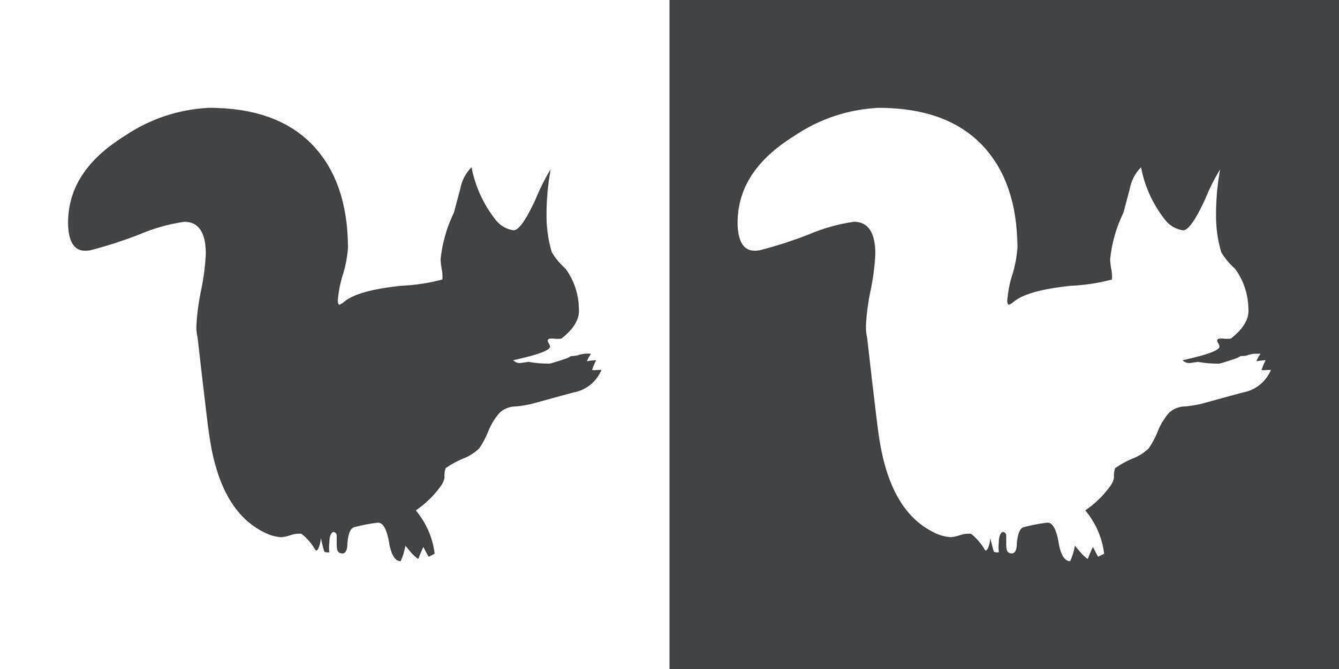 squirrel icon Flat set in black and white color vector