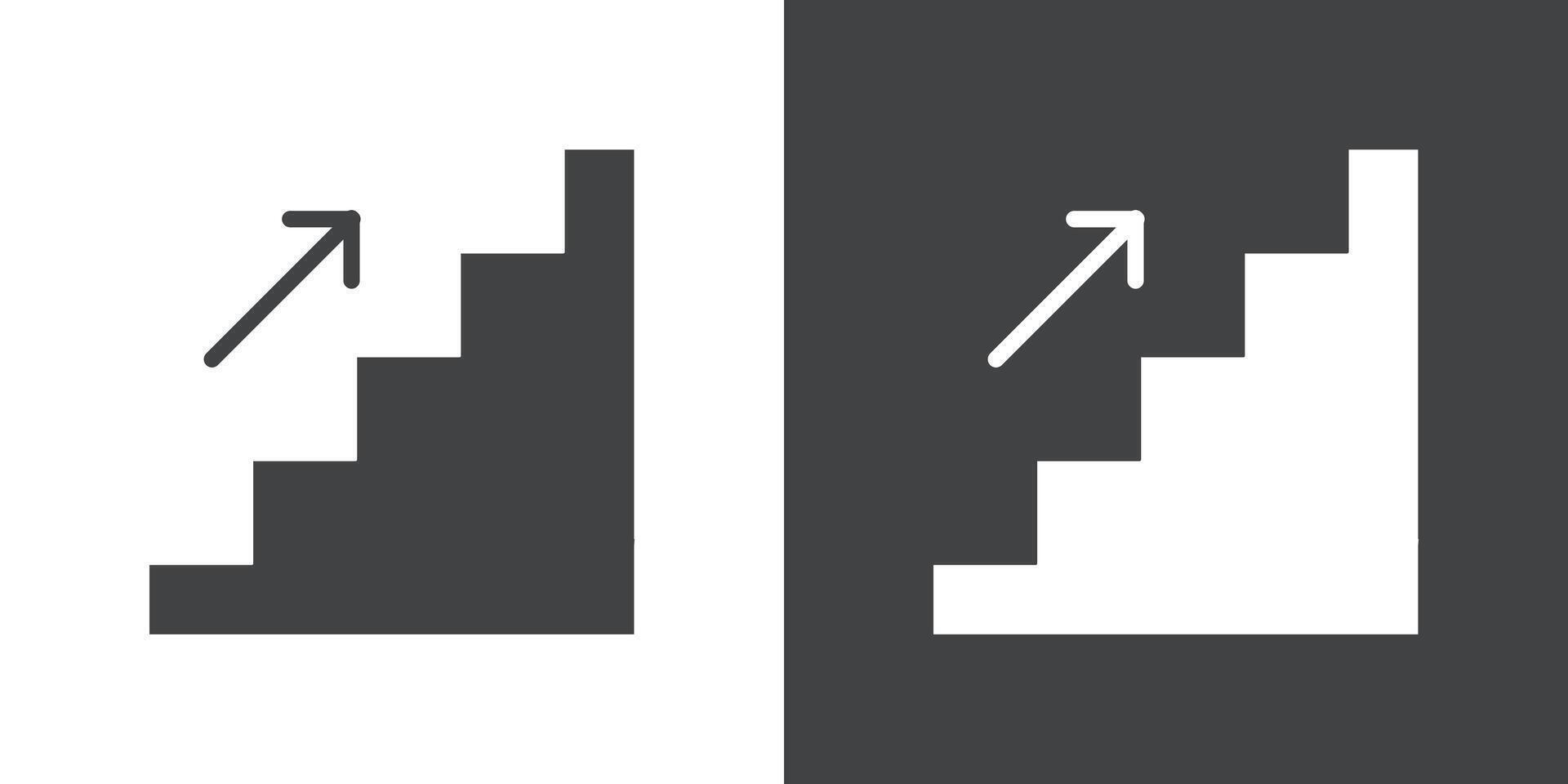 stairs icon Flat set in black and white color vector