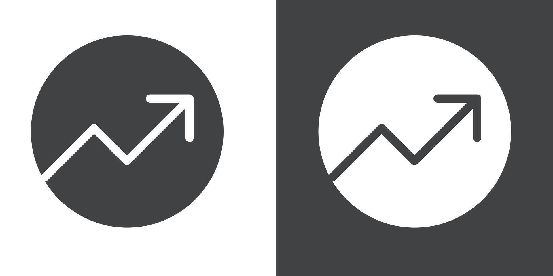 Statistic Up icon Flat set in black and white color vector