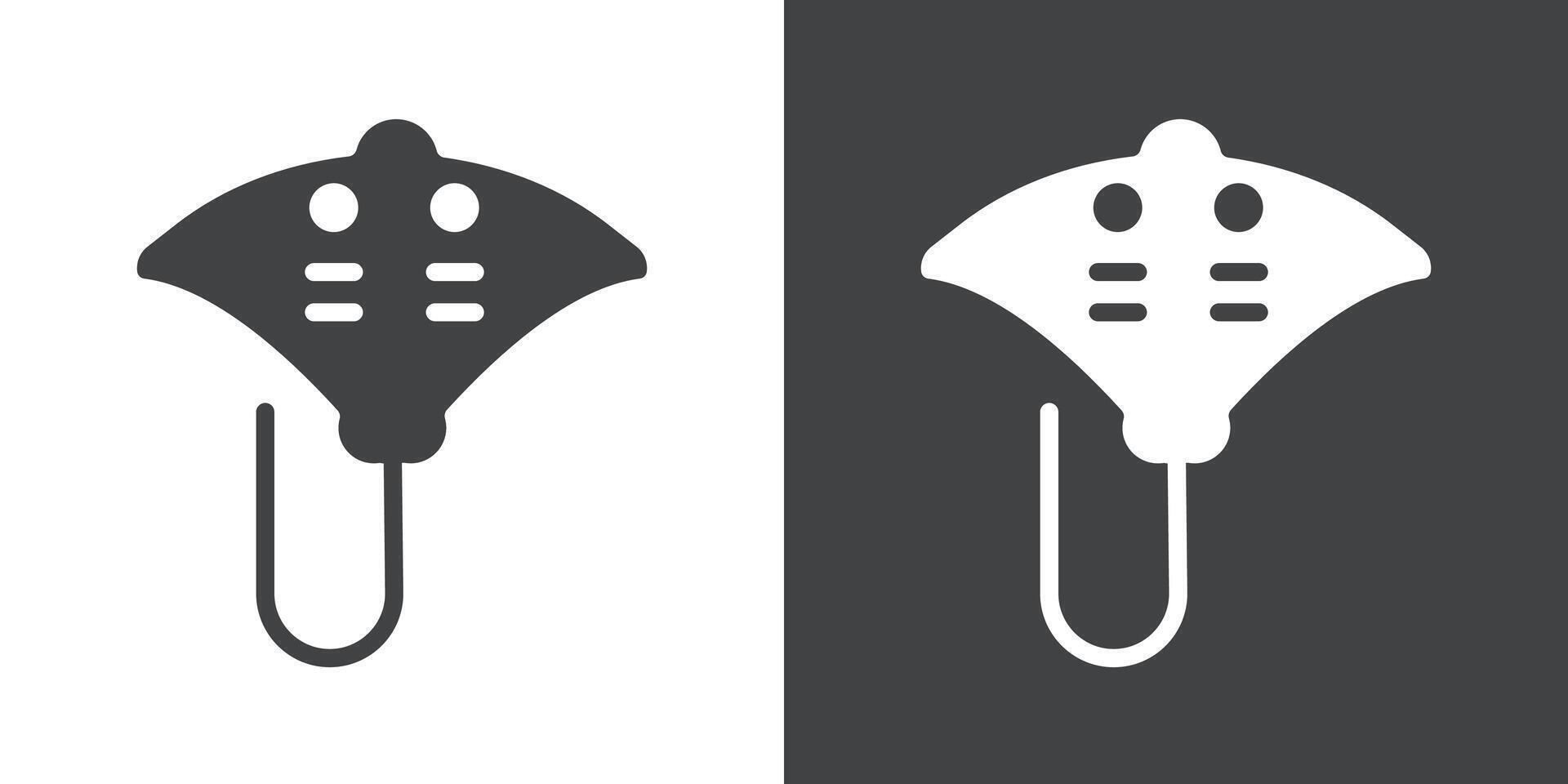 Stingray icon Flat set in black and white color vector