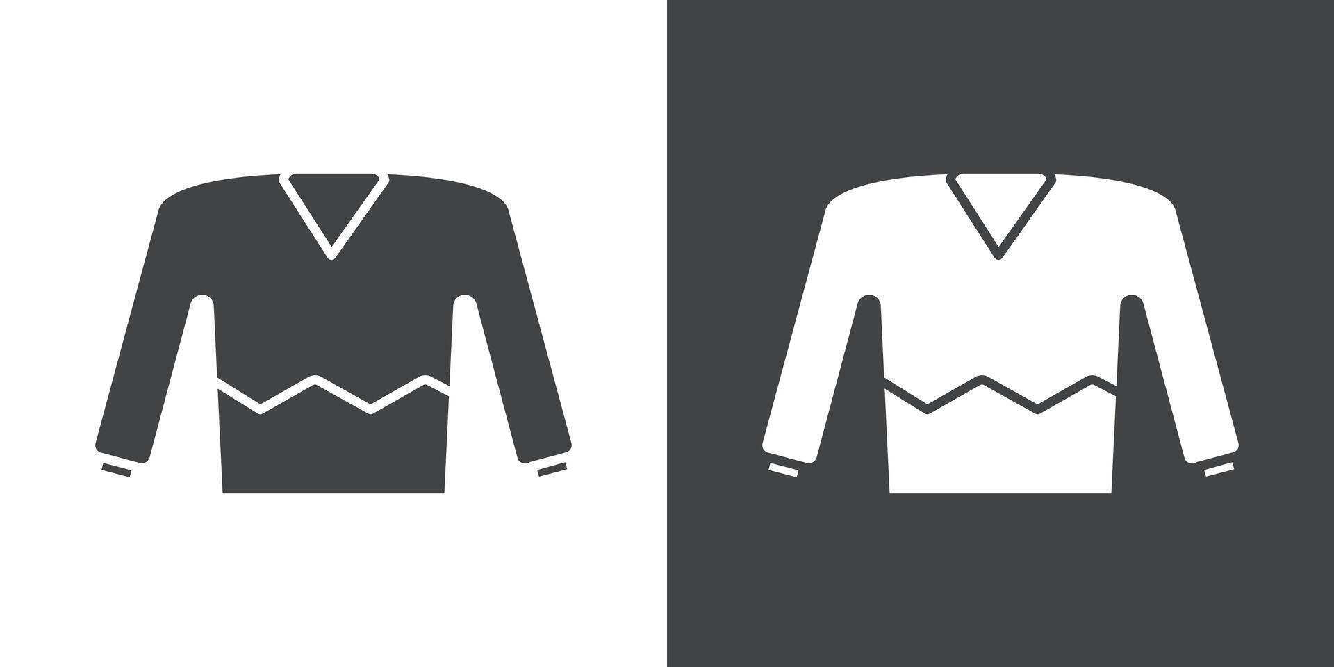 sweater icon Flat set in black and white color vector