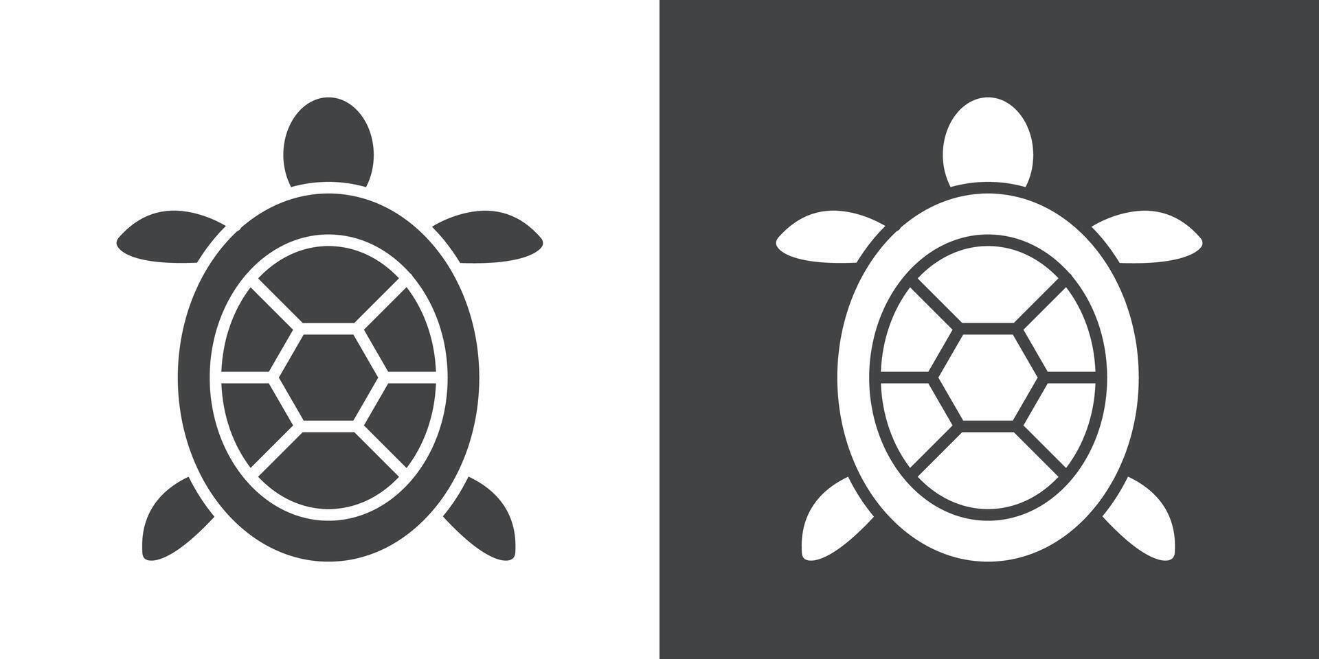 turtle icon Flat set in black and white color vector