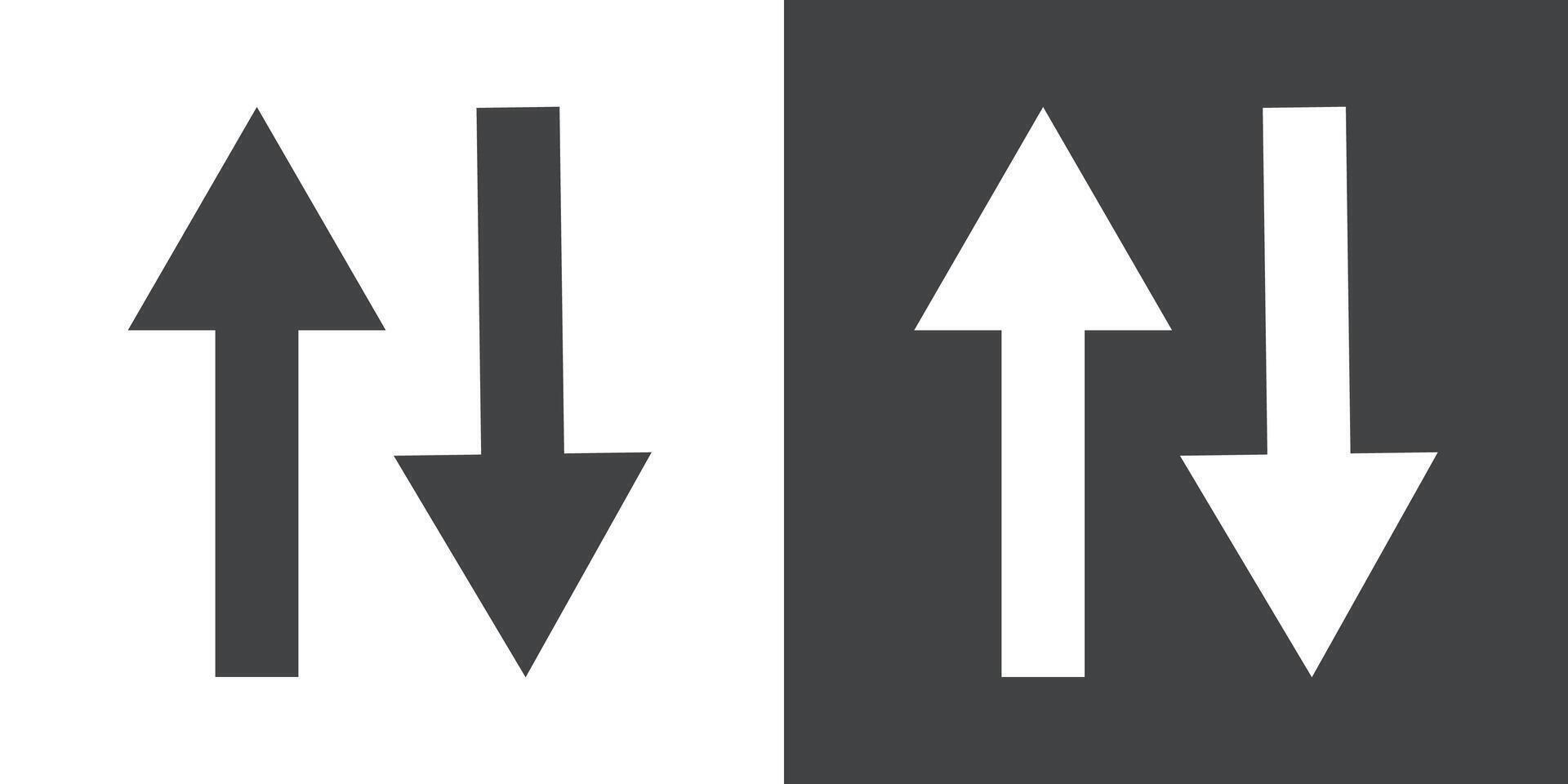 Up and down arrows icon Flat set in black and white color vector