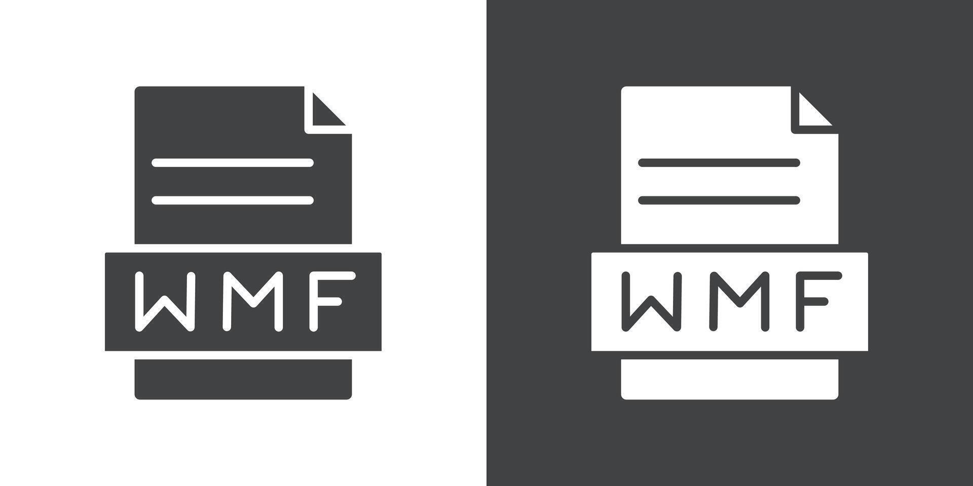WMF File Document Icon Flat set in black and white color vector