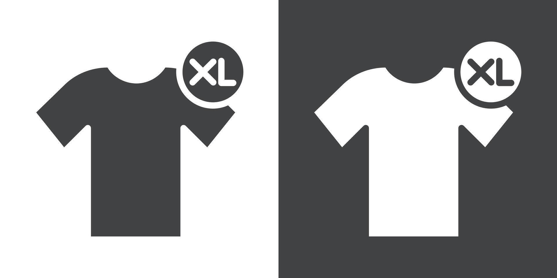 XL Shirt Size Icon Flat set in black and white color vector