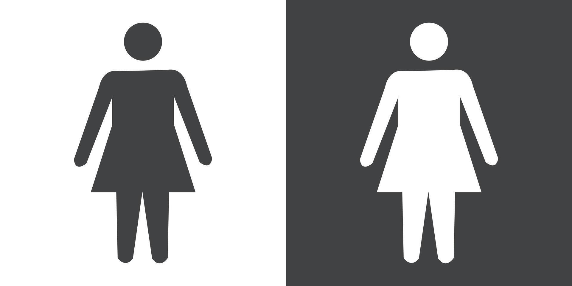 woman icon Flat set in black and white color vector