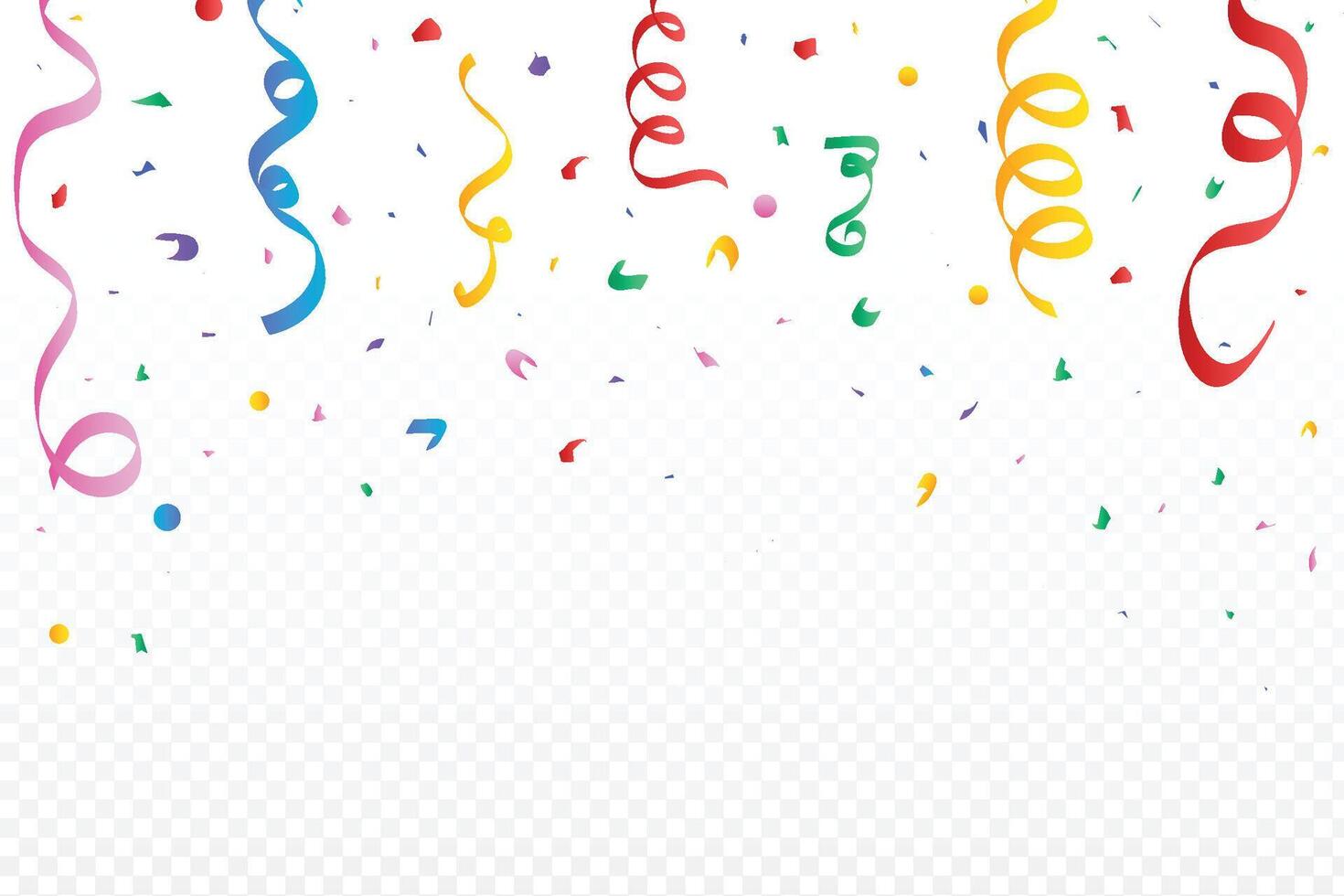 Colorful confetti border frame for festival, birthday, party, or anniversary. Confetti falling backdrop design and abstract background. Colorful ribbon and confetti falling. vector