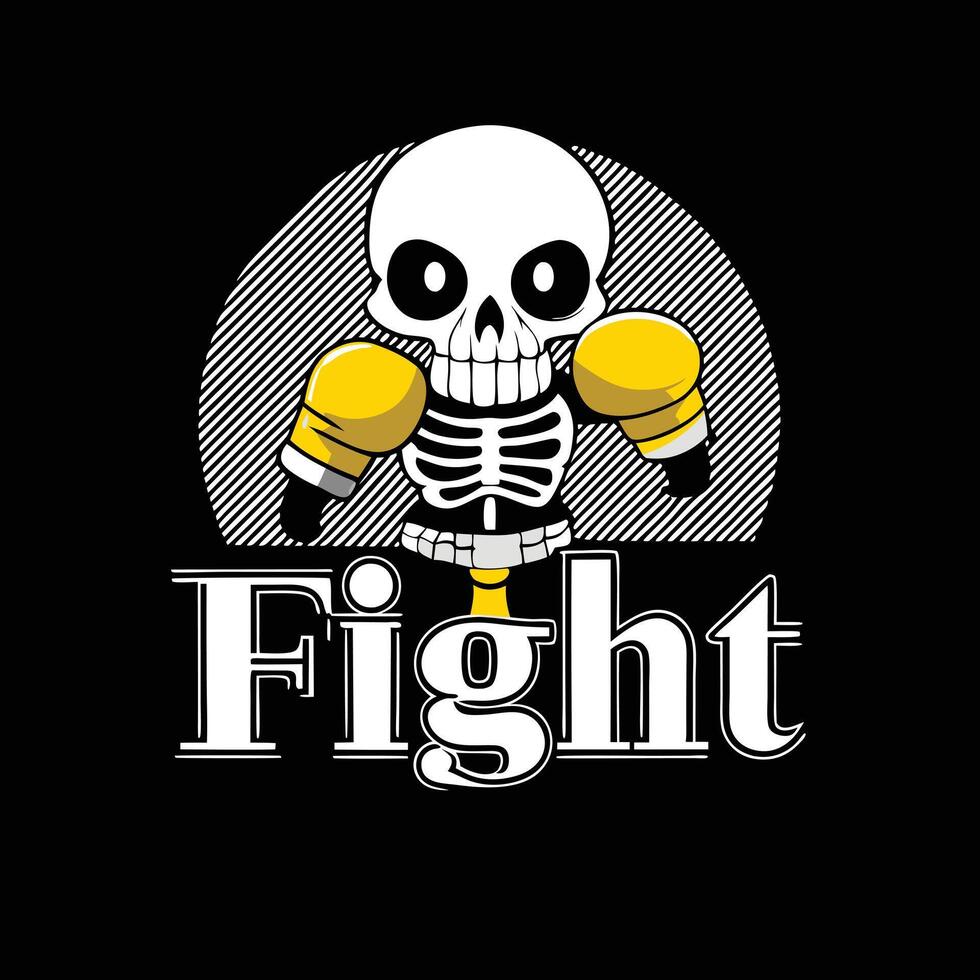 fight skeleton tshirt design vector