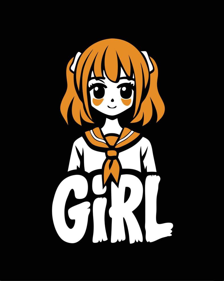 cute Anime girl tshirt design vector