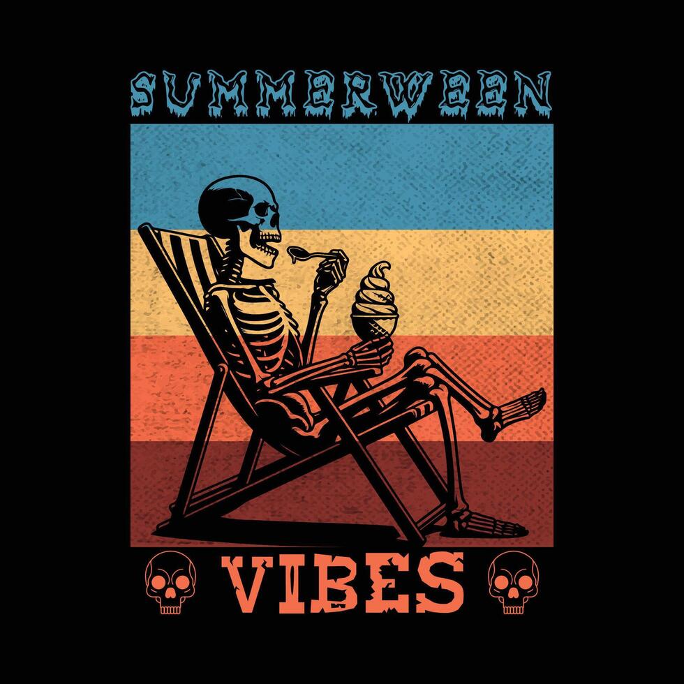 Summer ween vibes vintage retro t-shirt design vector