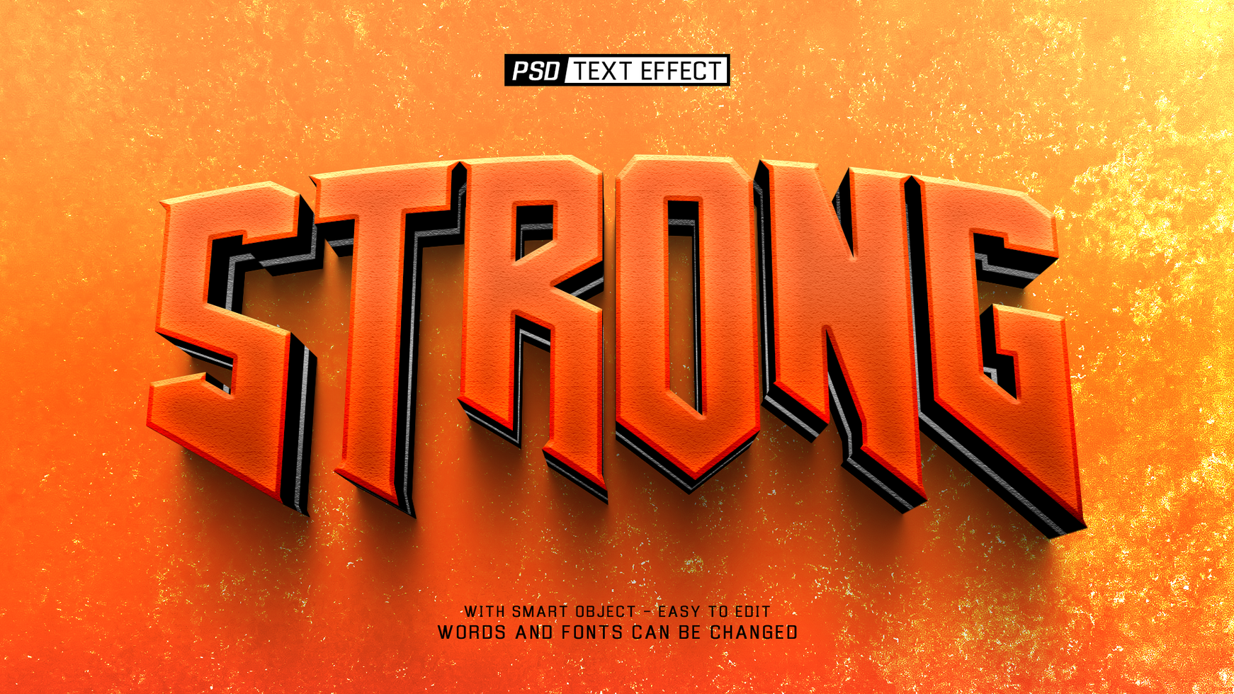 strong textur 3d text effect psd
