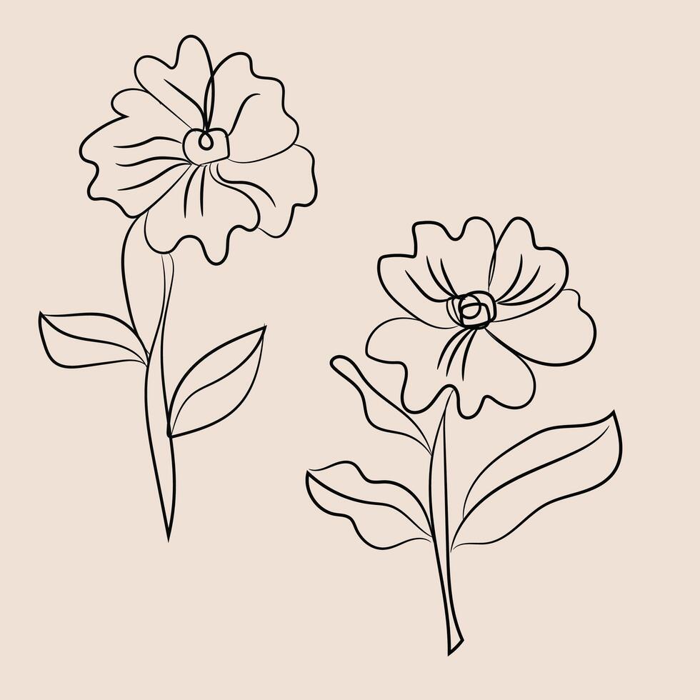 Hand drawn one line art illustration vector