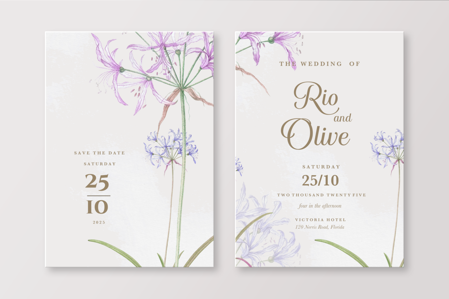 Wedding Invitation Template with Foliage psd