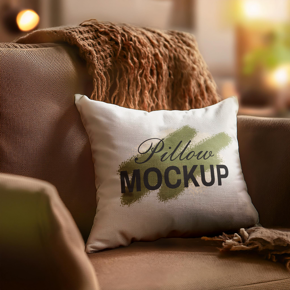 Pillow mockup with aesthetic sofa background psd