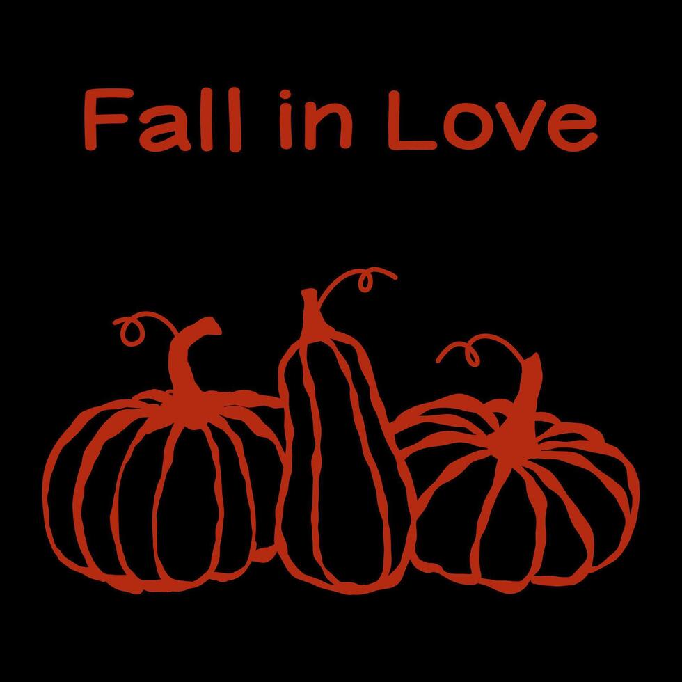 Fall in love with autumn vibes featuring three pumpkins on a dark background, perfect for seasonal celebrations and decorations vector