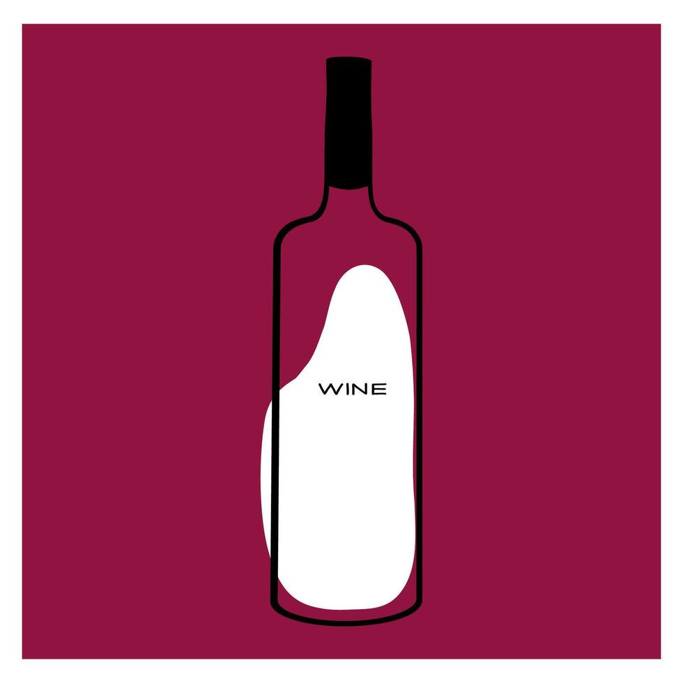 A minimalist wine bottle design against a bold red background vector