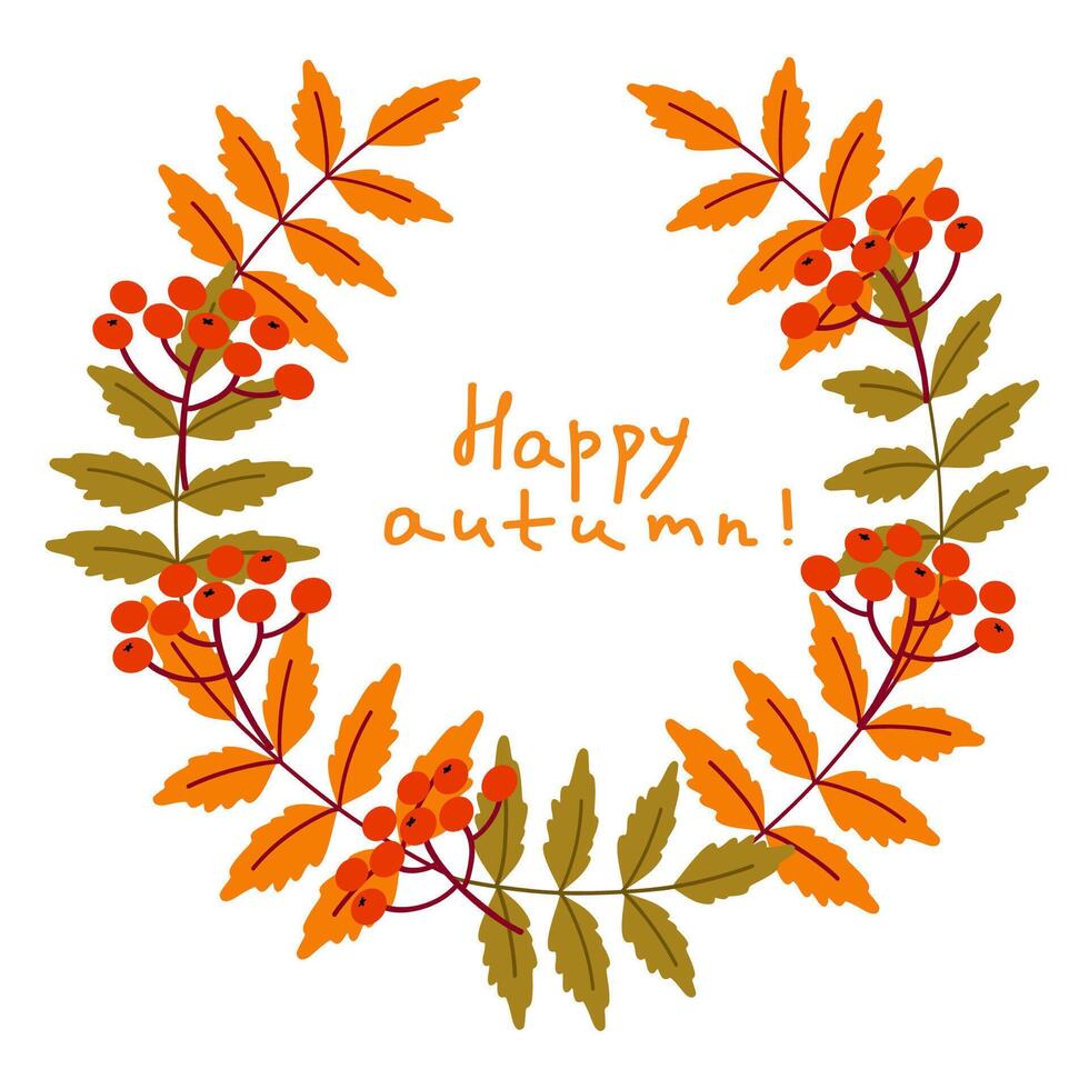 A vibrant autumn wreath adorned with orange berries and leaves, perfect for seasonal decor and celebrations during fall vector