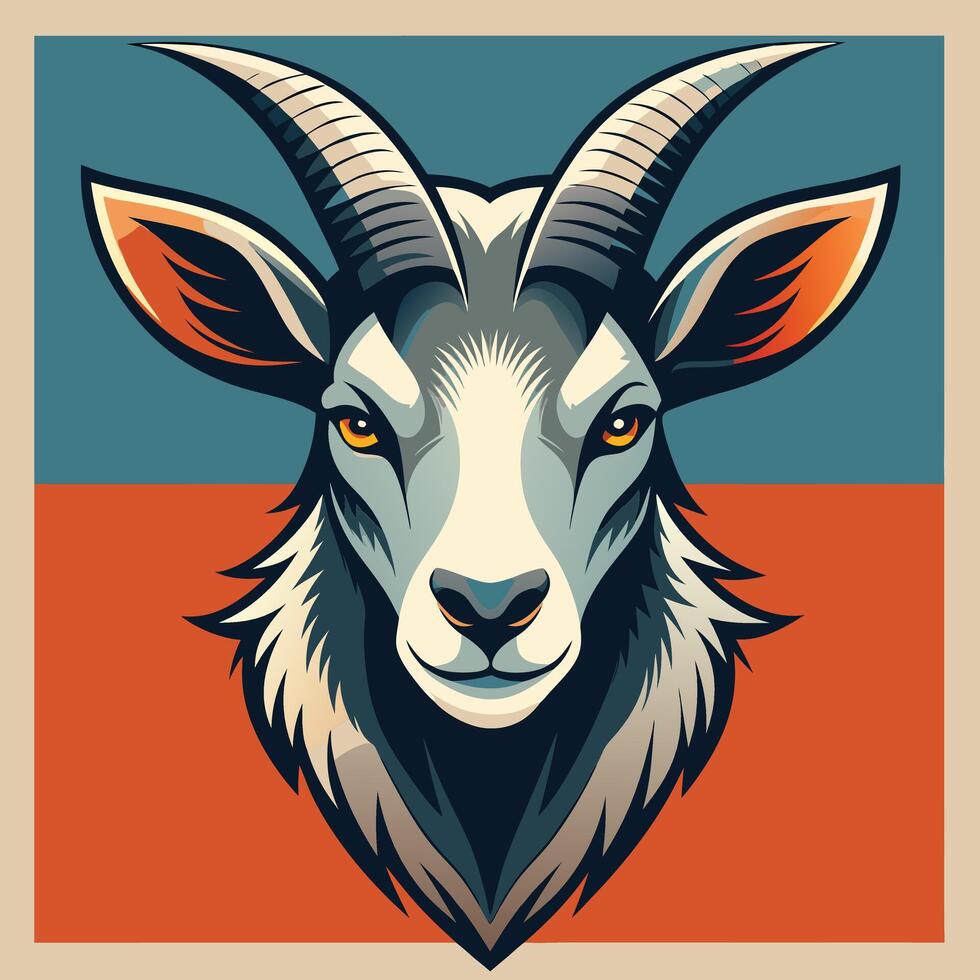 Goat head design for print ready art illustration vector