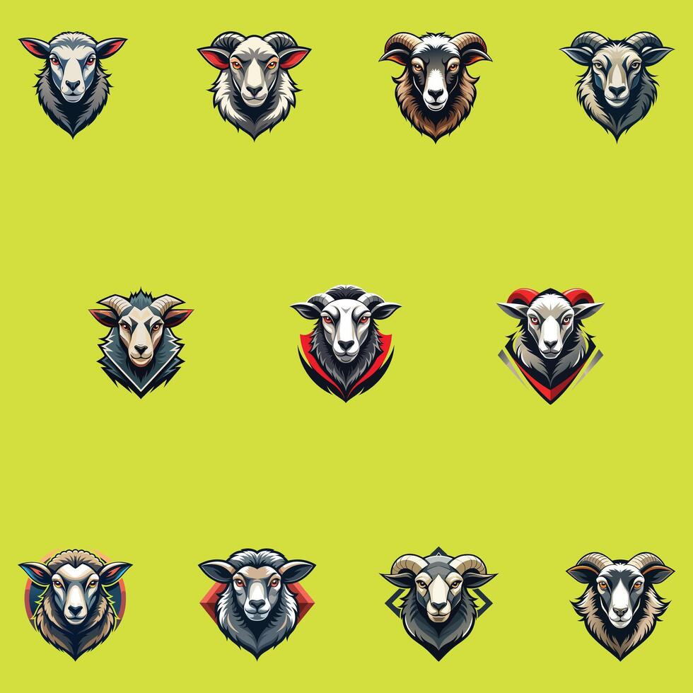 Sheep head flat logo icon and print design art illustration vector
