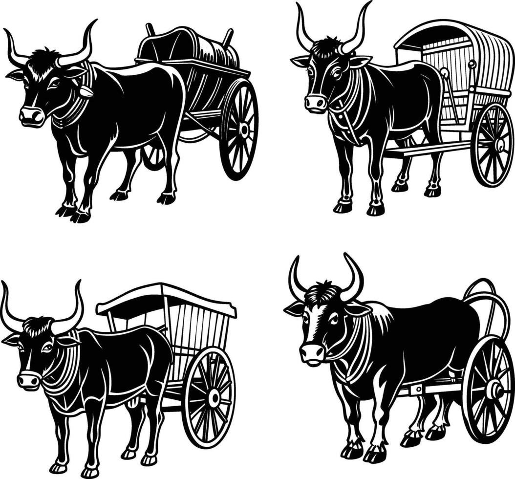 Ox Carriage Art illustration vector