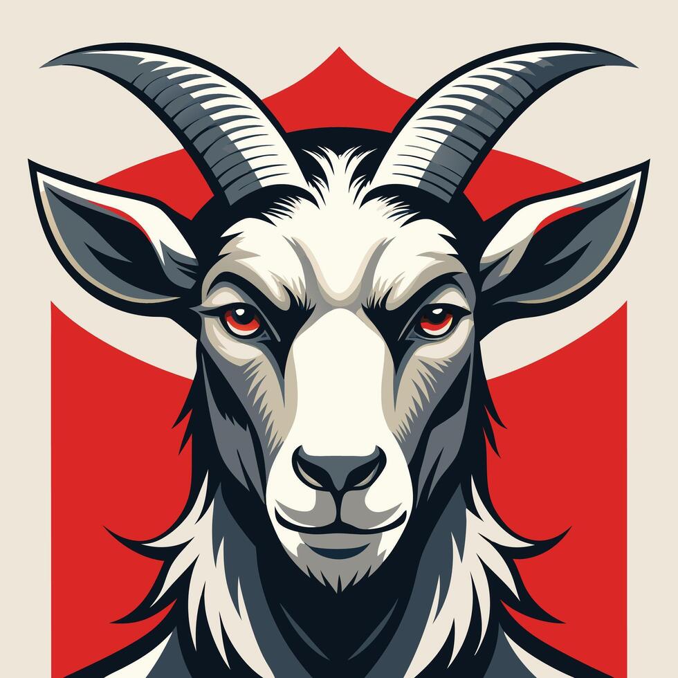Goat head design for printing ready art illustration vector