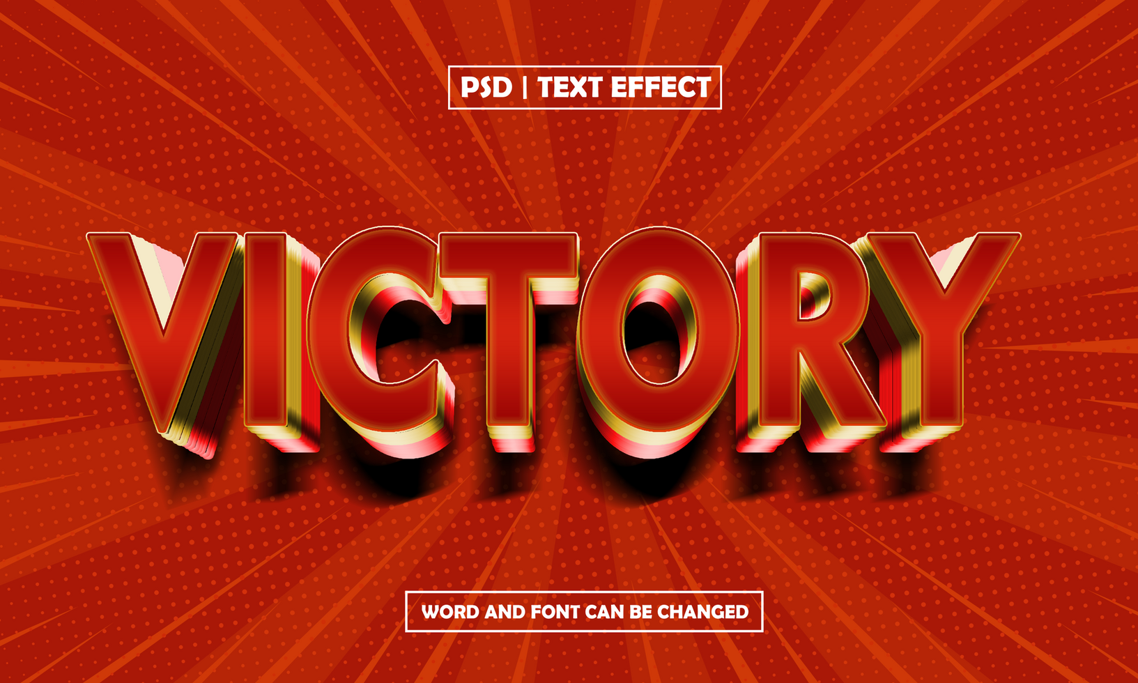 Victory 3D Editable Text Effect With Modern Style psd
