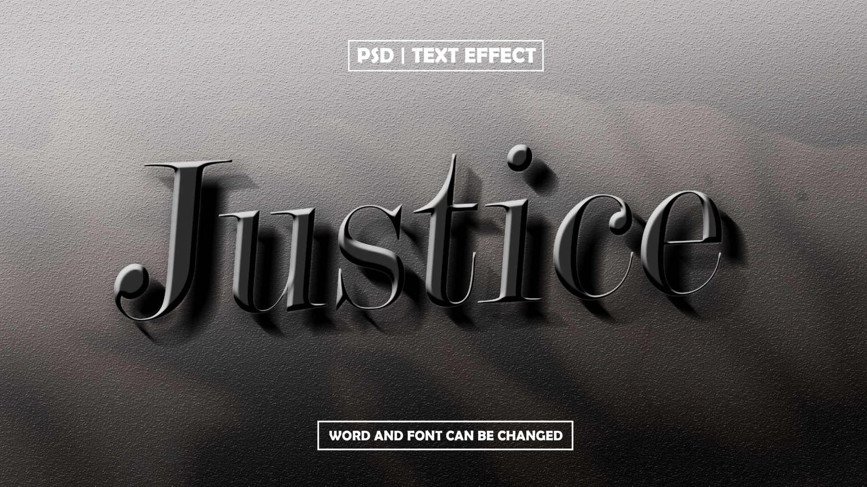 Justice Editable Text Effect Black Style psd
