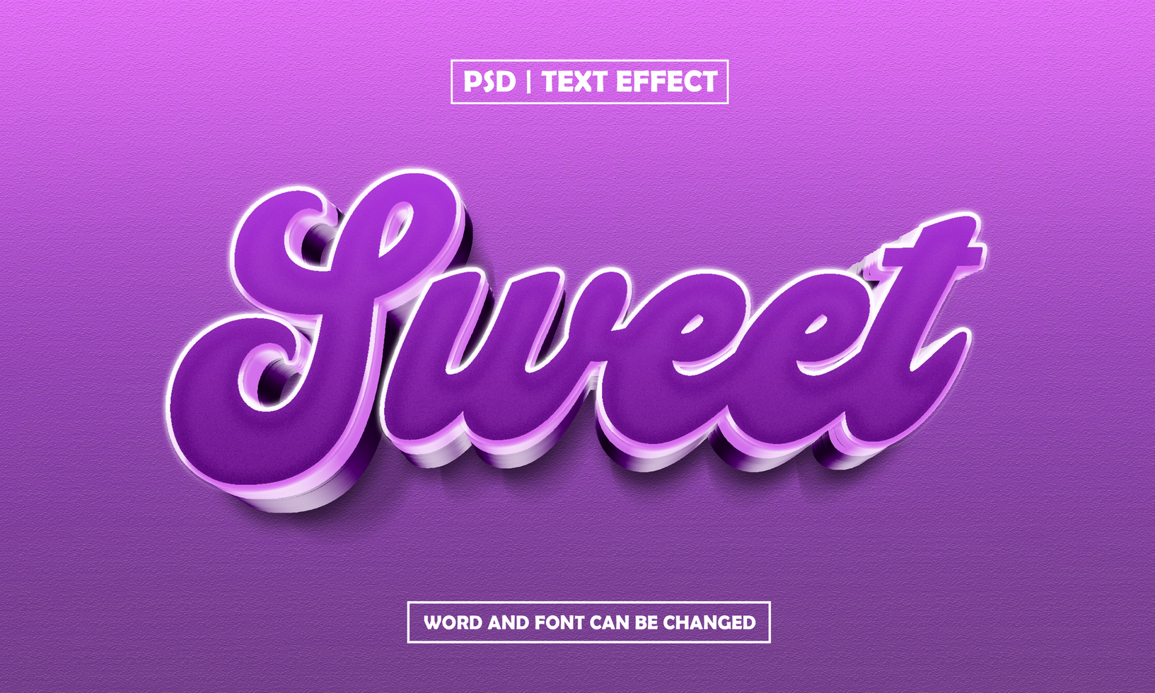 Sweet 3D Editable Text Effect With Purple Background psd