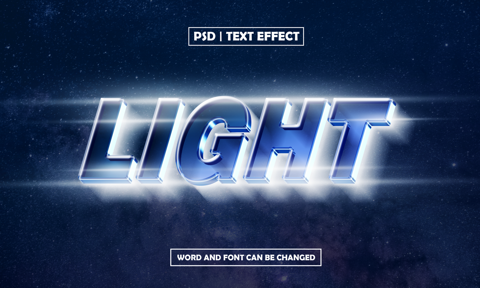 Light 3D Editable Text Effect With Glow Style psd