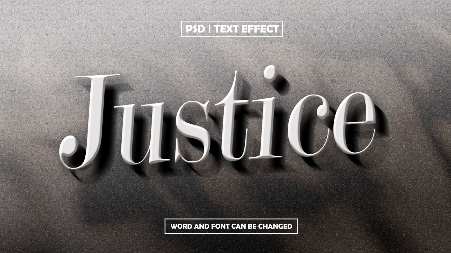 Justice Editable Text Effect With Shadow Background psd