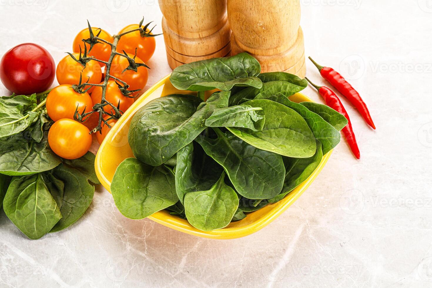 Natural organic raw green spinach photo