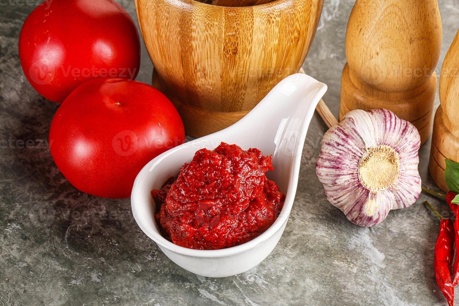 Natural organic red tomato paste photo