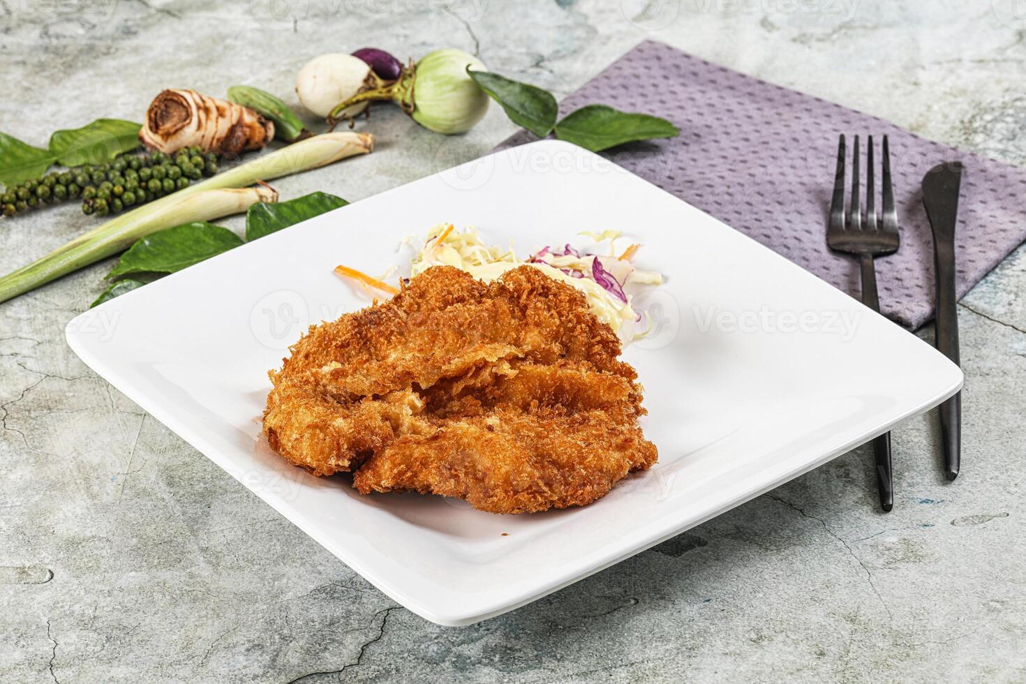 Tonkatsu fried cutlet with cabbage photo