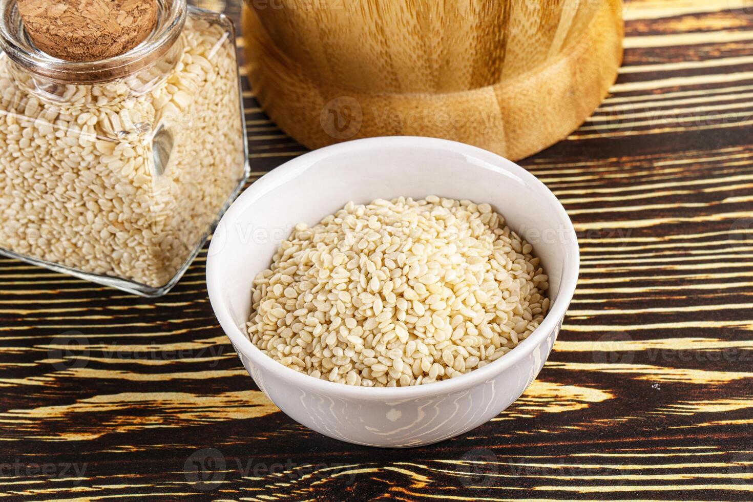 Sesame seeds heap in the bowl photo