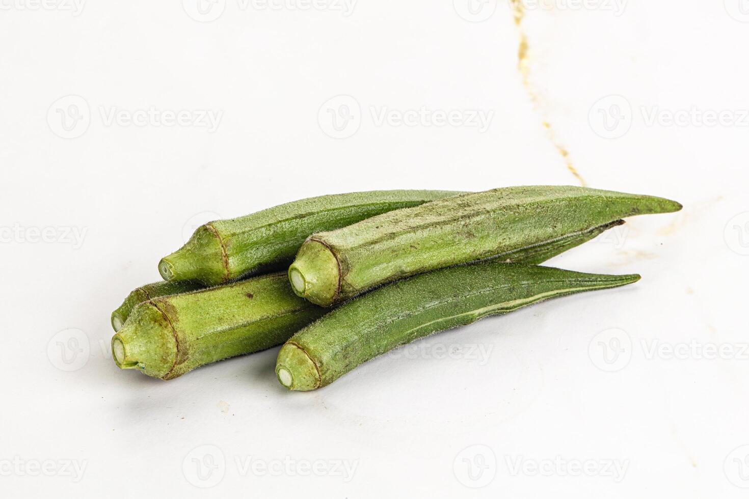 Natural organic raw green okra photo