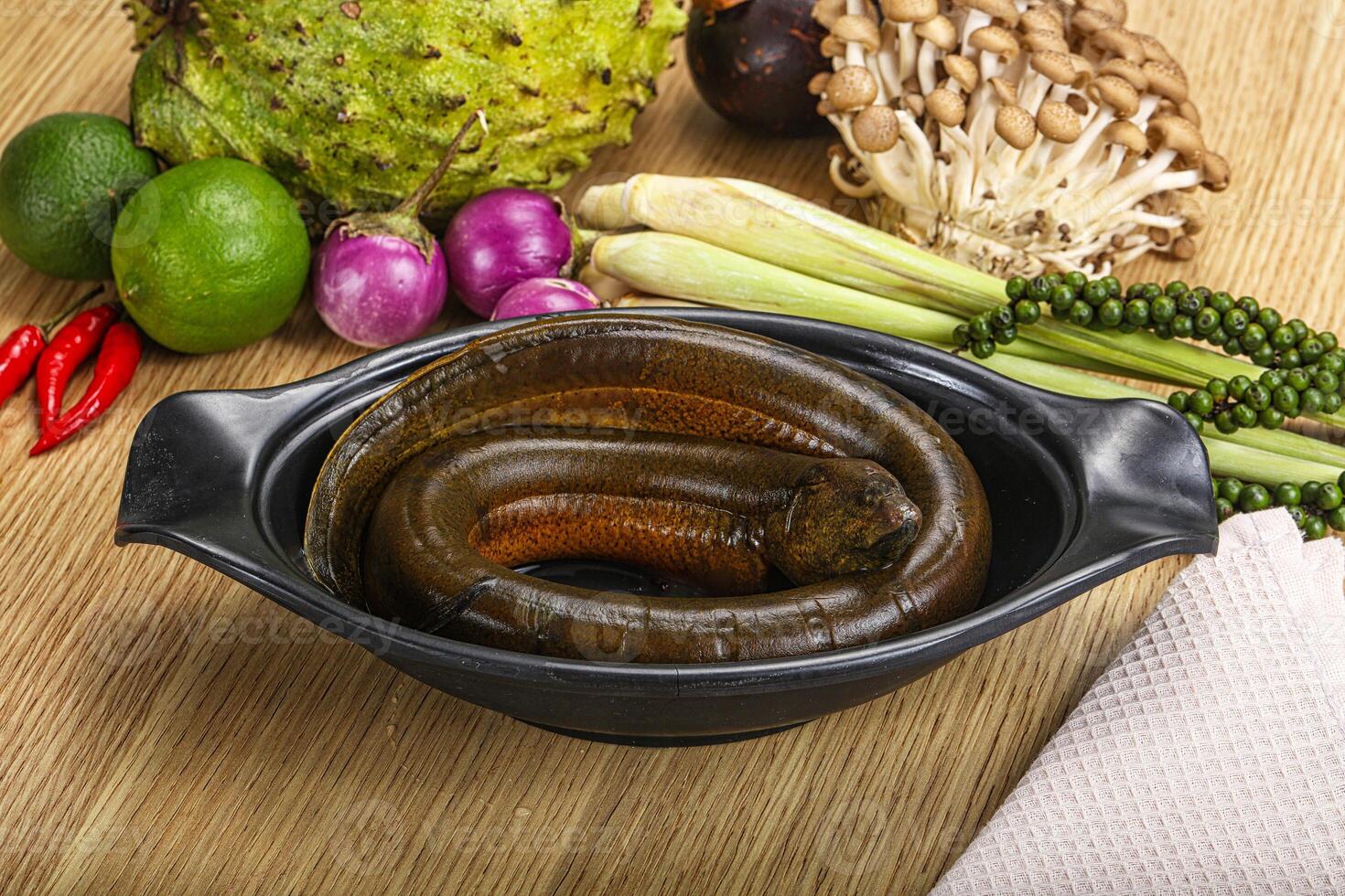 Fresh raw uncooked eel for grill photo