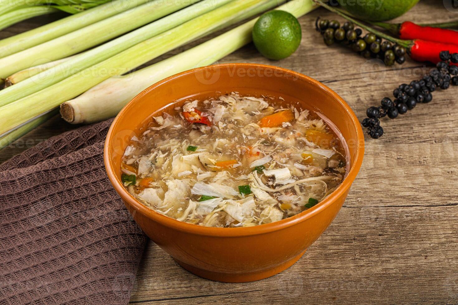 Asian gourmet crab soup with spices photo