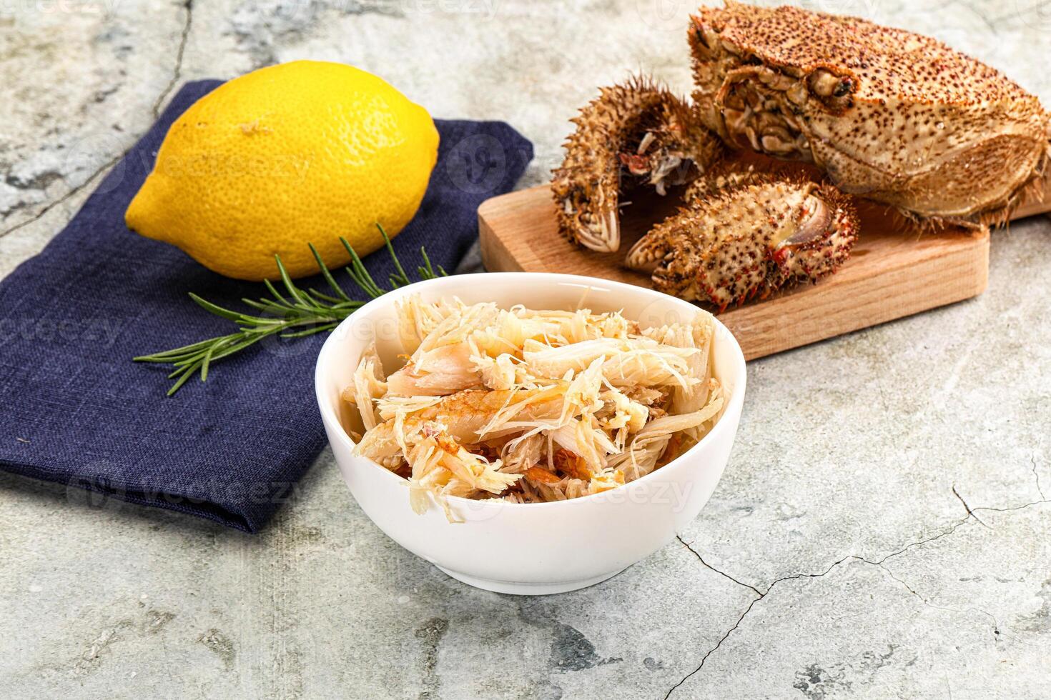 Wild natural crab meat for salad photo