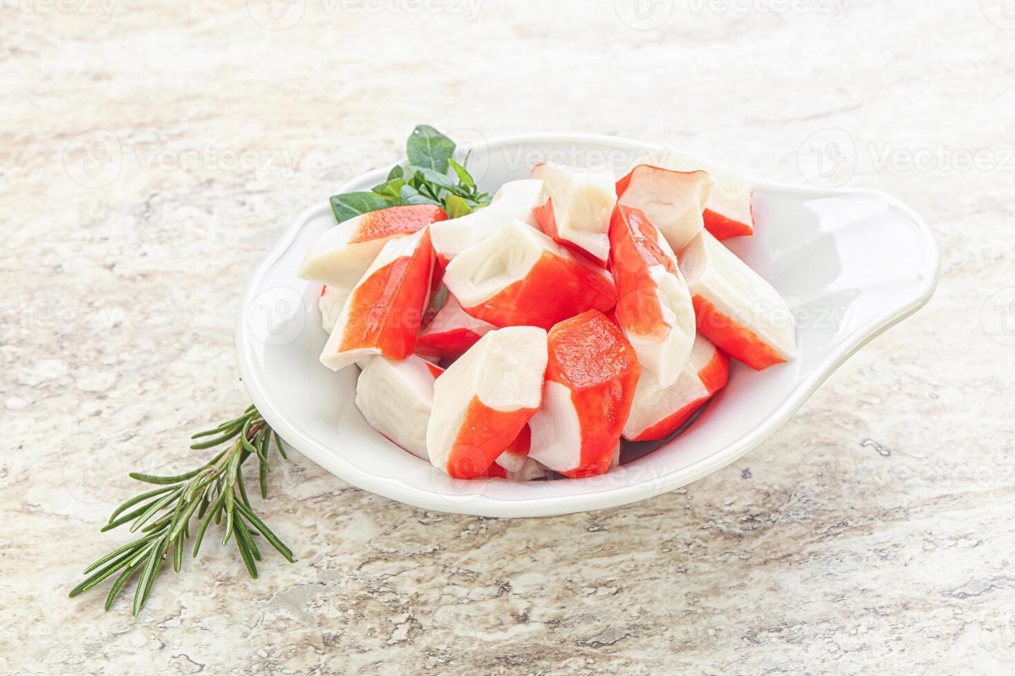 Crab meat surimi in the bowl photo