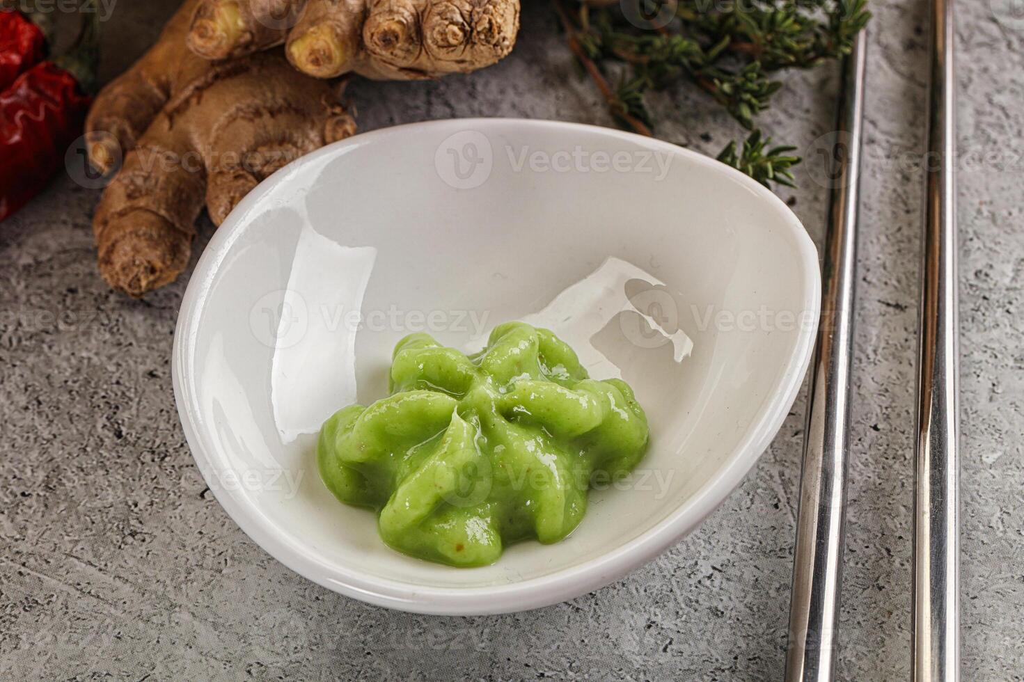 Green organic asian Wasabi seasoning photo