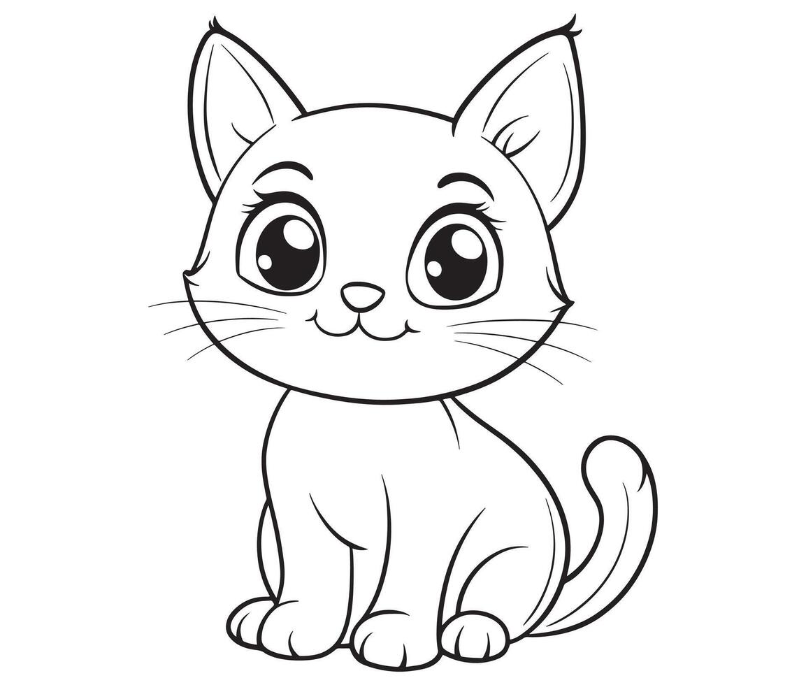 Outline of Cute Cat illustration vector