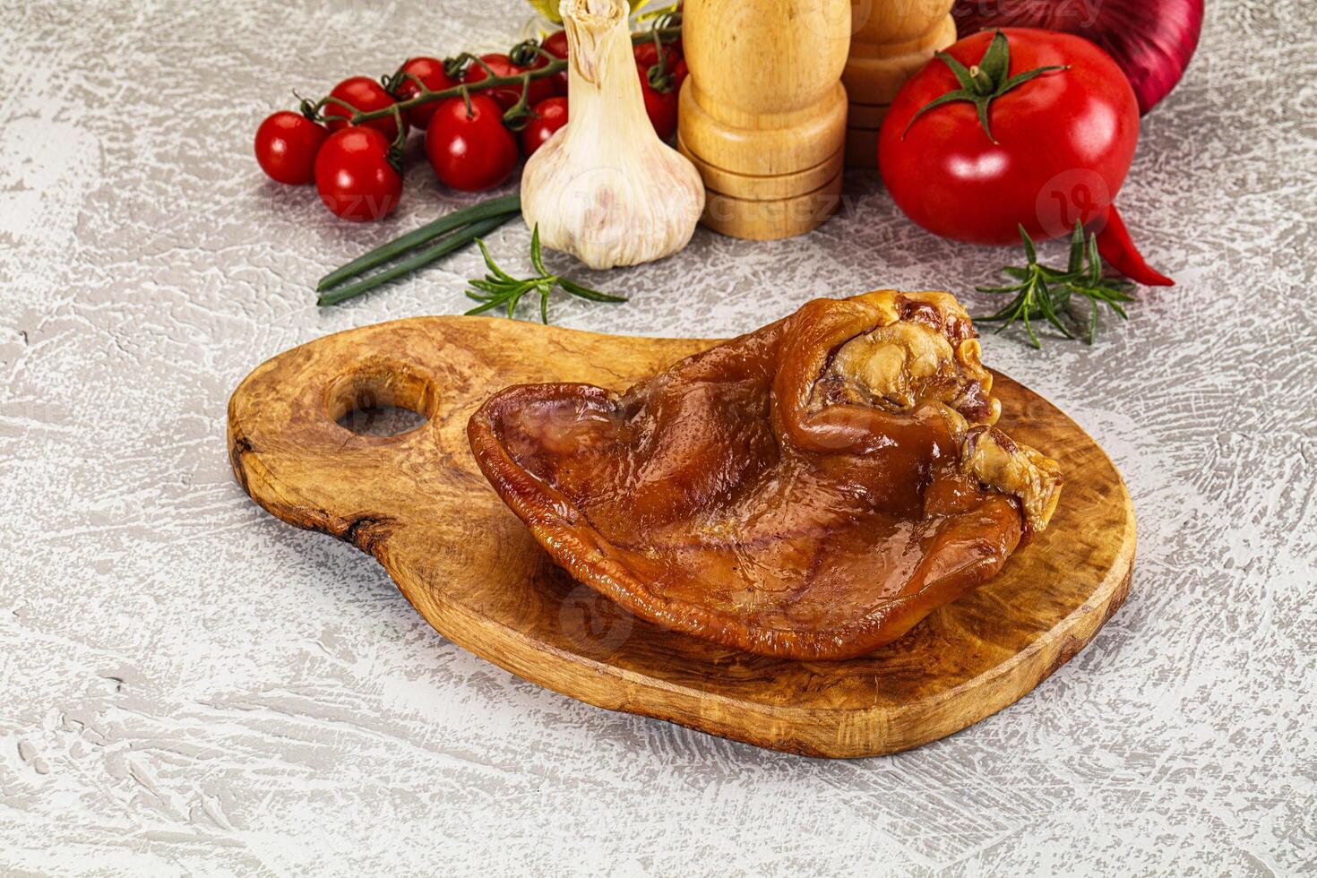 Smoked pork ear snack appetizer photo
