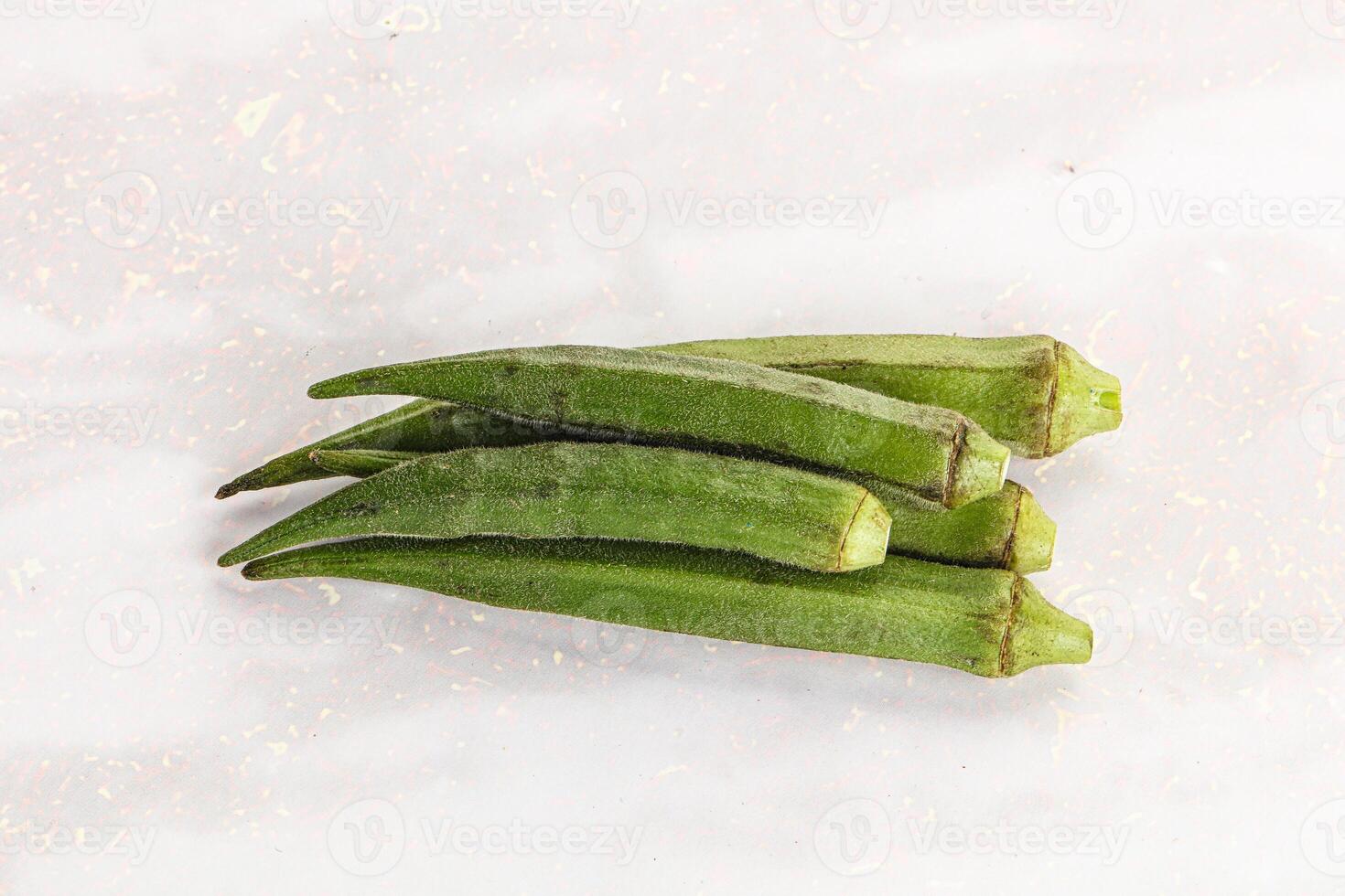 Natural organic raw green okra photo