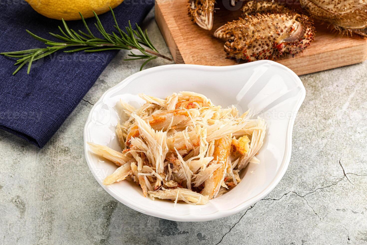 Wild natural crab meat for salad photo