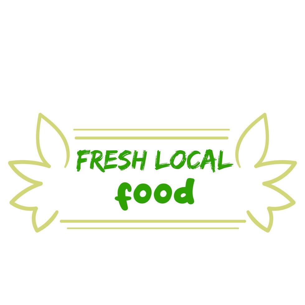 Fresh Local Food, locally manufactured icon stamp sticker emblem design. Line and text leaves isolated on white background. vector
