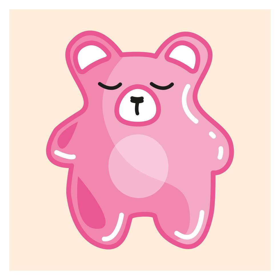 a pink teddy bear with eyes closed vector