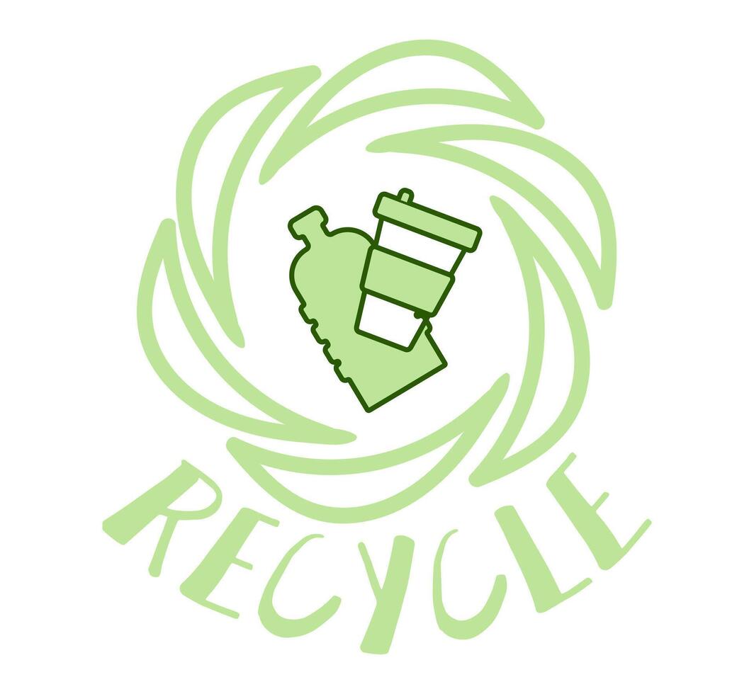 a green logo with the word recycle vector