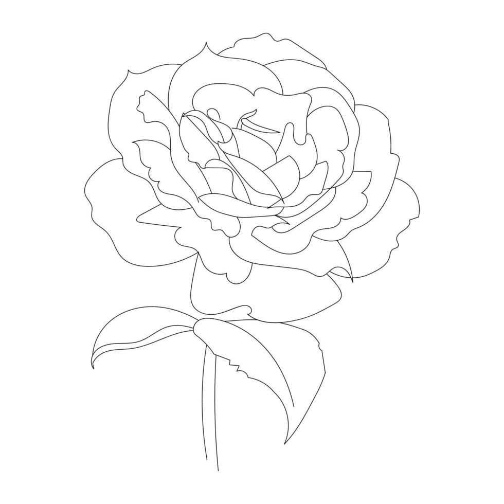 Peony flower in line art. isolated on white background. Element for design. Hand-drawn continuous lines. coloring book or design for web and crop production site vector